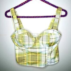 Twine & String Y2K Plaid Bustier Crop Top - Size L